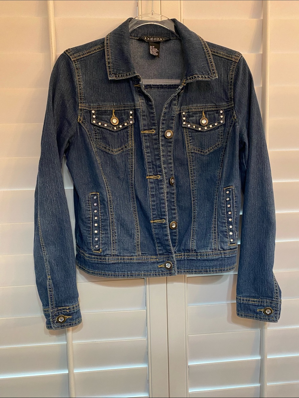 Baccini Dark Blue Denim Jacket with Stud Accents Size Medium
